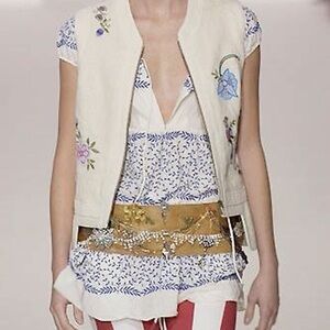 Marni RTW SS 2002 Embroidered Tunic Top Blouse Runway Vintage EUC white blue